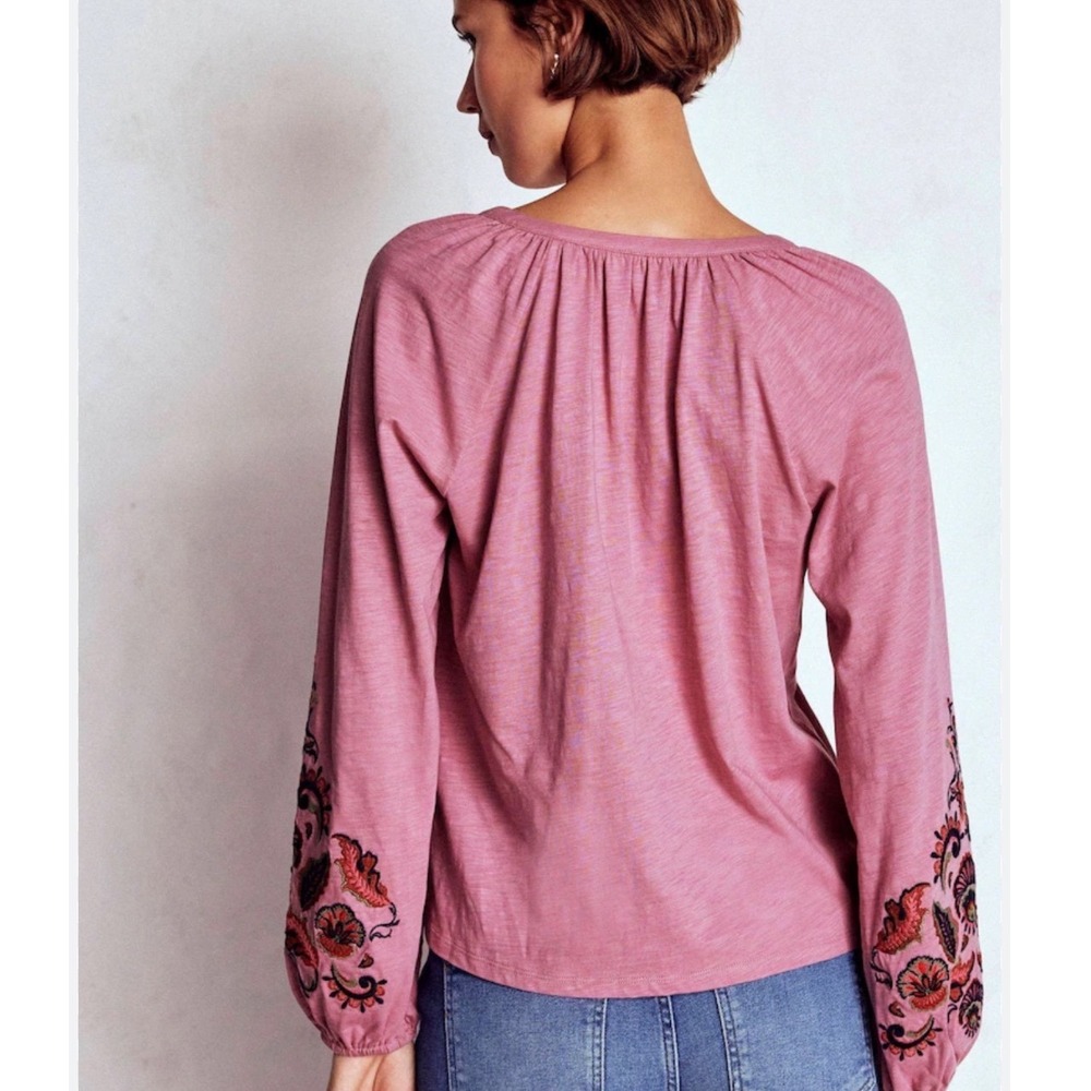 Boden Alma Embroidered Shirt Pink Embroidered 6 - Picture 3 of 8